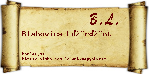 Blahovics Lóránt névjegykártya